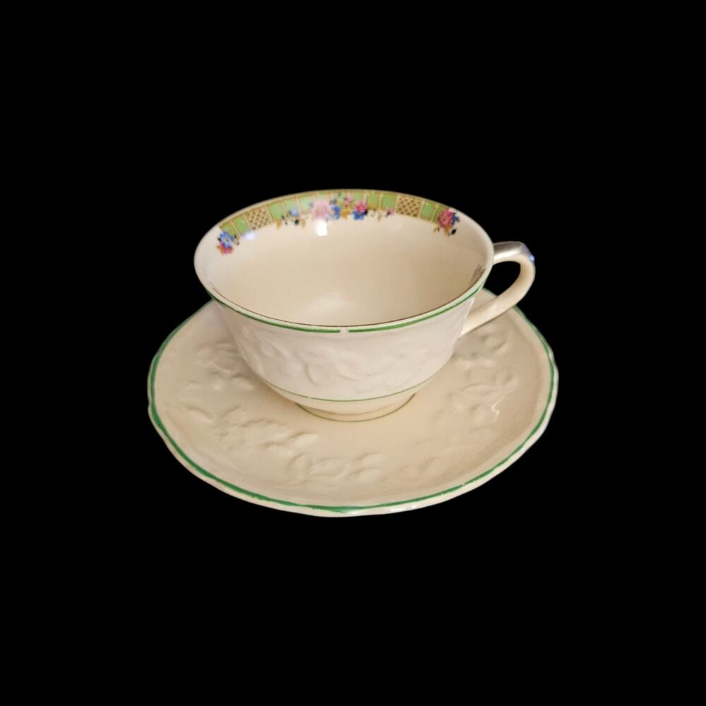 English Brambleberry Teacup Saucer Set Floral Bone China Vintage